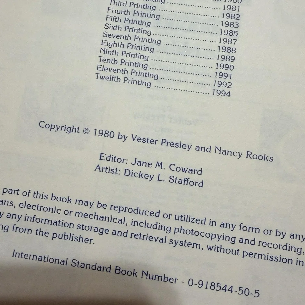 The Presley Family Cookbook Vester Presley - Elivs Uncle & Nancy Rooks - Signed